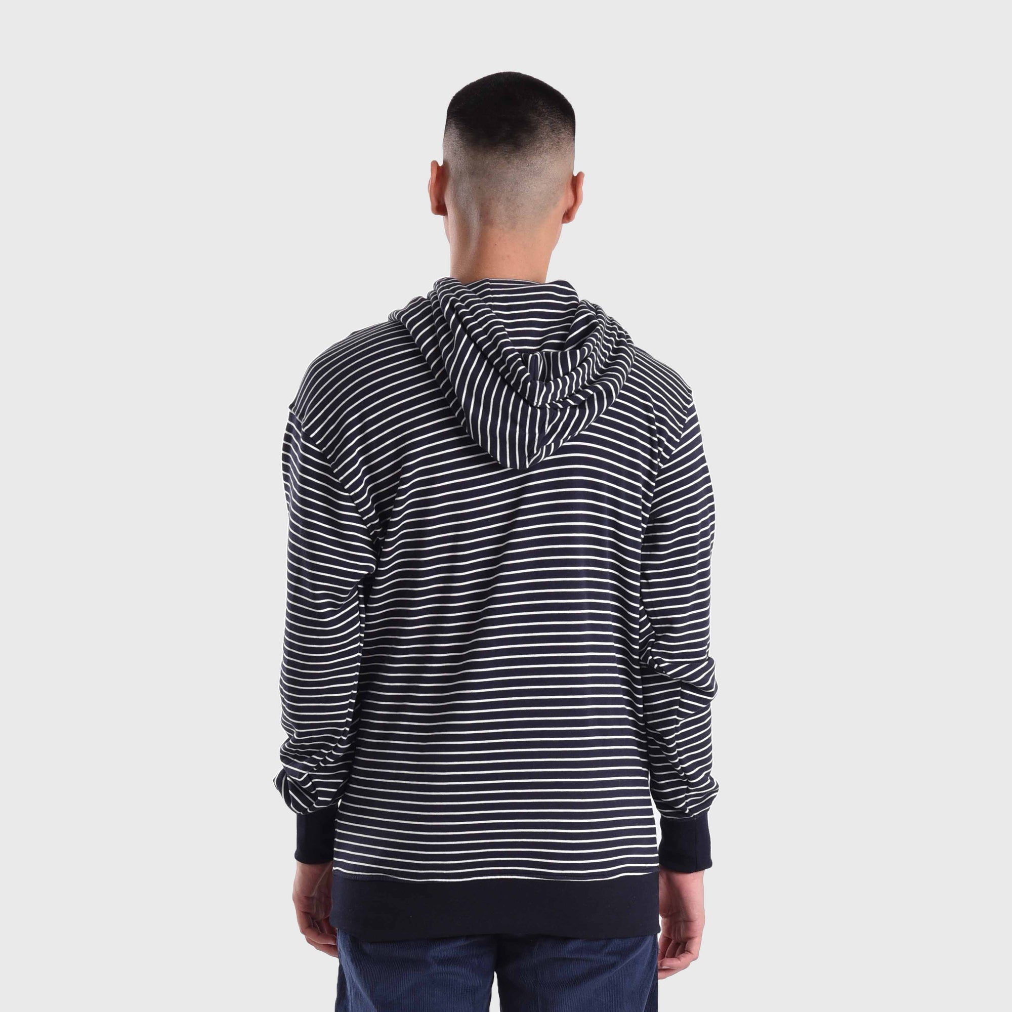 Roughneck H1014 Navy Stripe Mini Sig White Hoodie