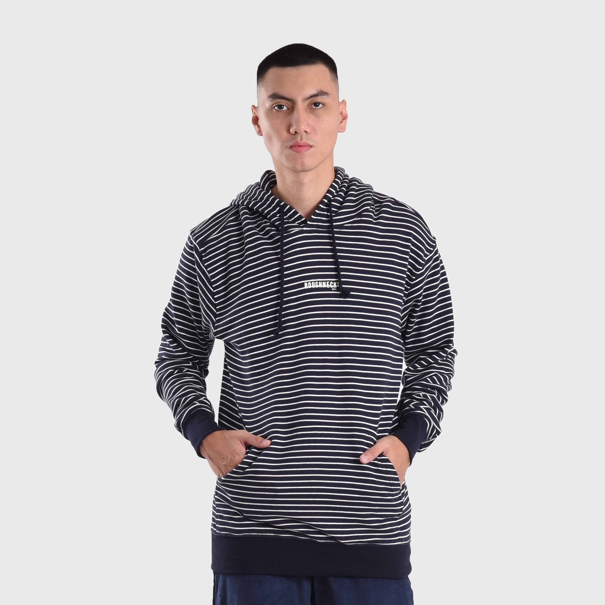 Roughneck H1014 Navy Stripe Mini Sig White Hoodie