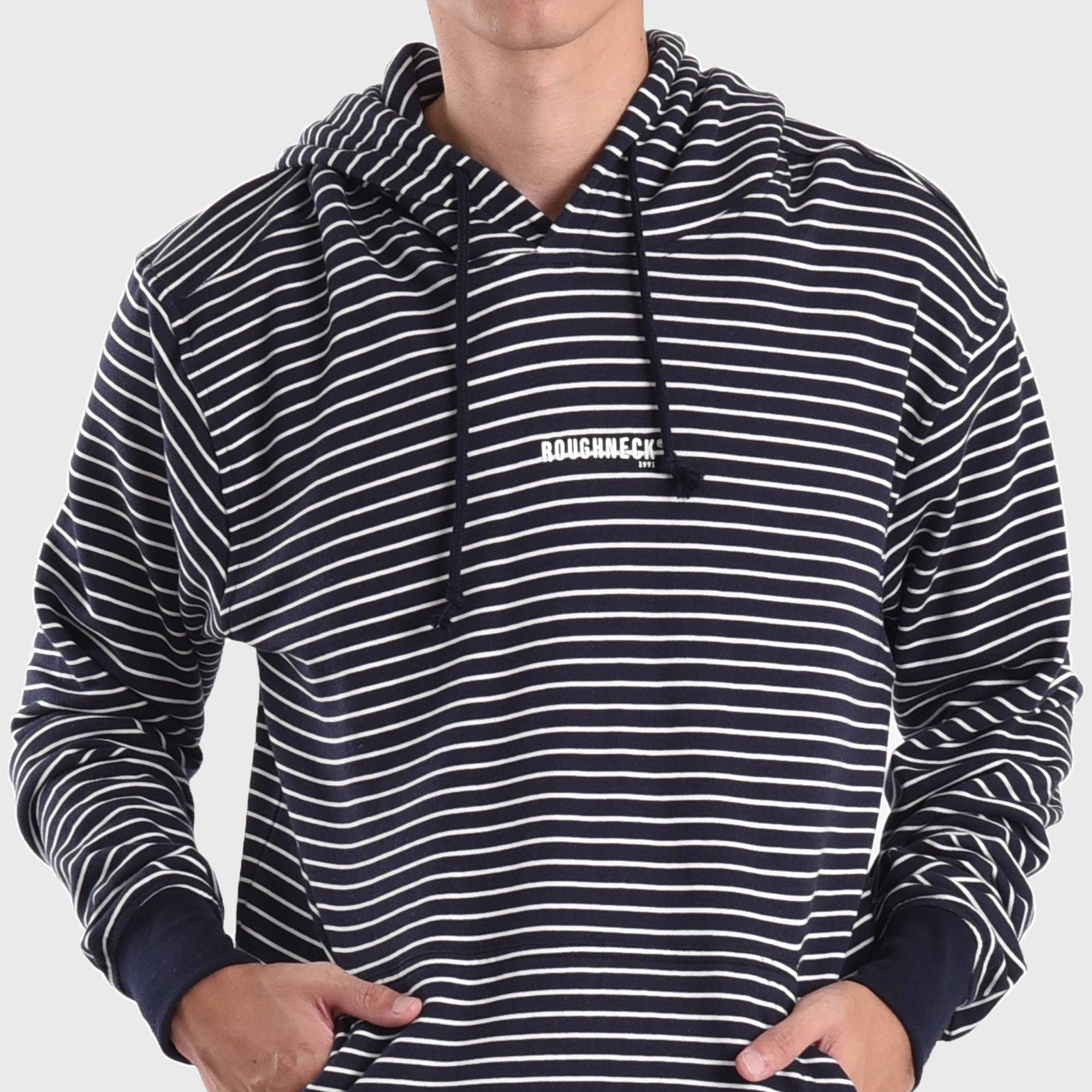 Roughneck H1014 Navy Stripe Mini Sig White Hoodie