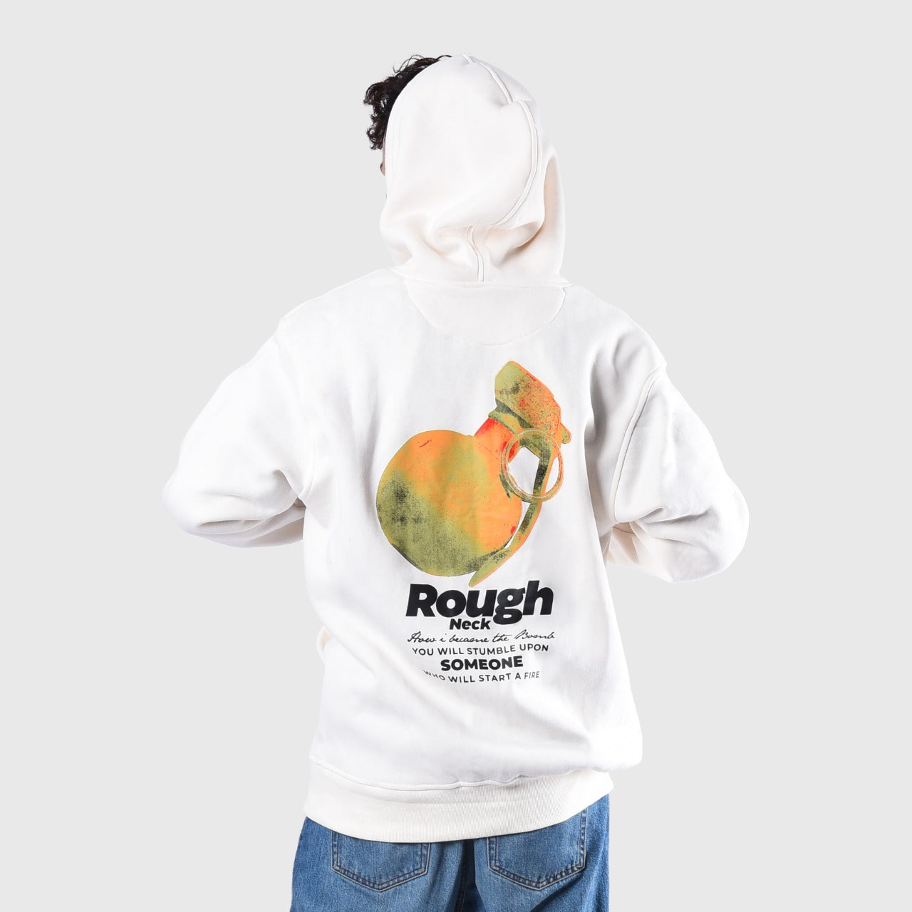 Roughneck HZ048 White Became The Bomb Zipper Hoodie