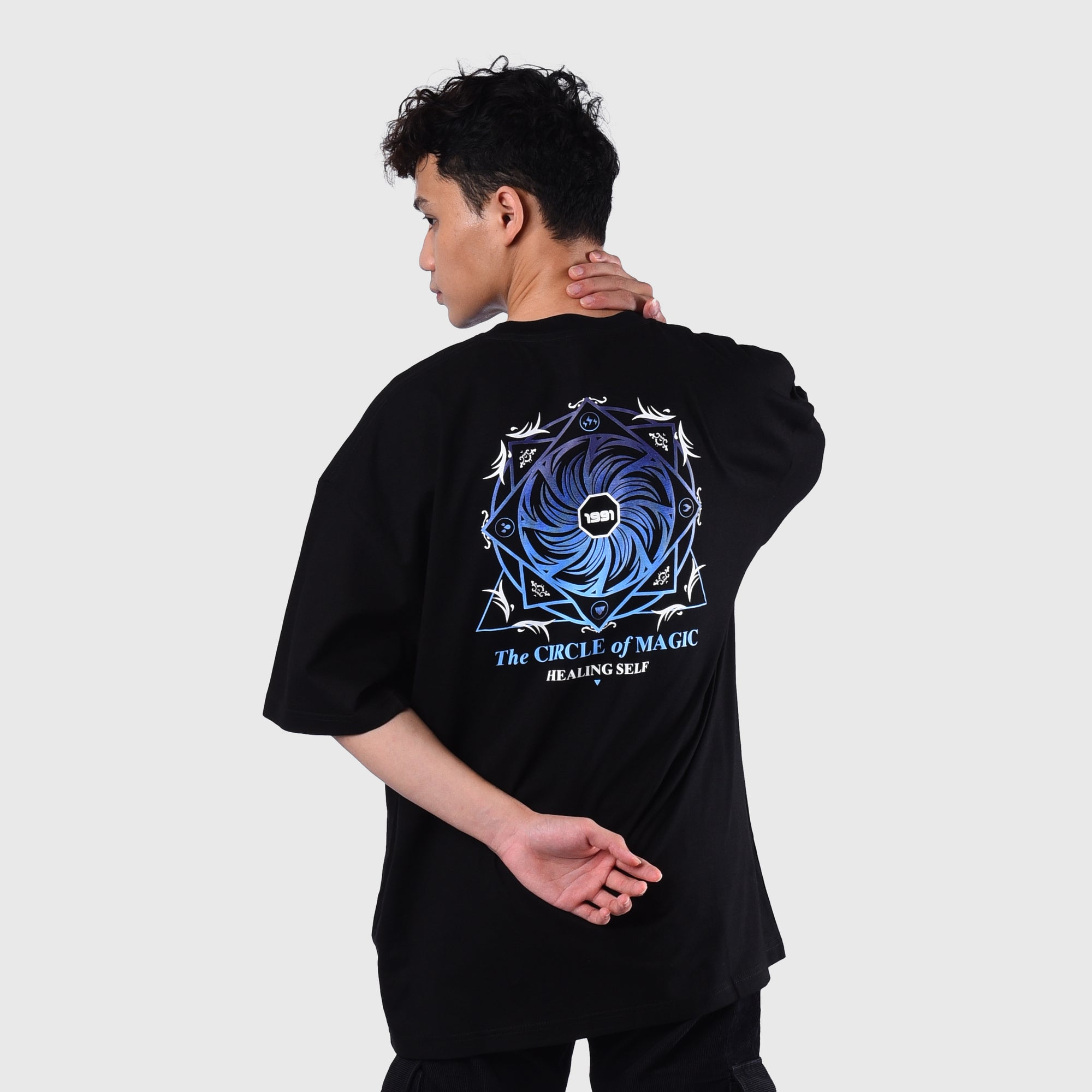 Roughneck OT124 Circle Of Magic Oversize Black Tshirt