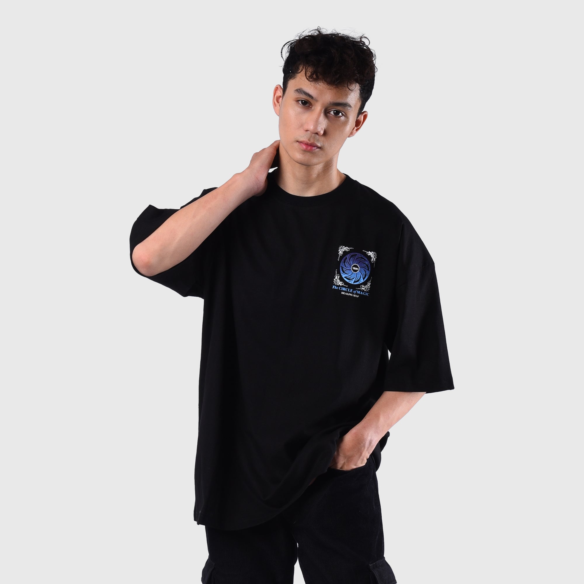 Roughneck OT124 Circle Of Magic Oversize Black Tshirt