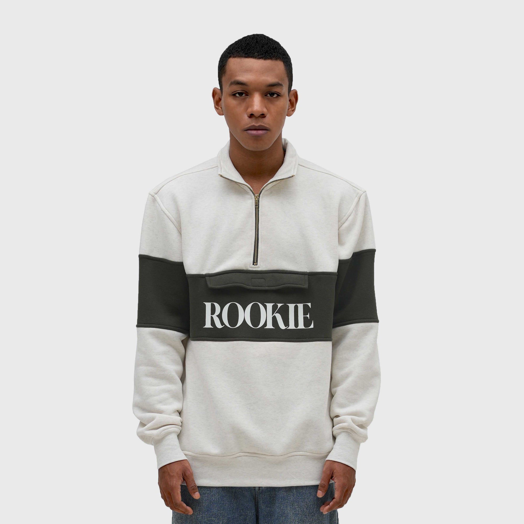 Roughneck SS564 Misty White Rookie Halfzip Crewneck