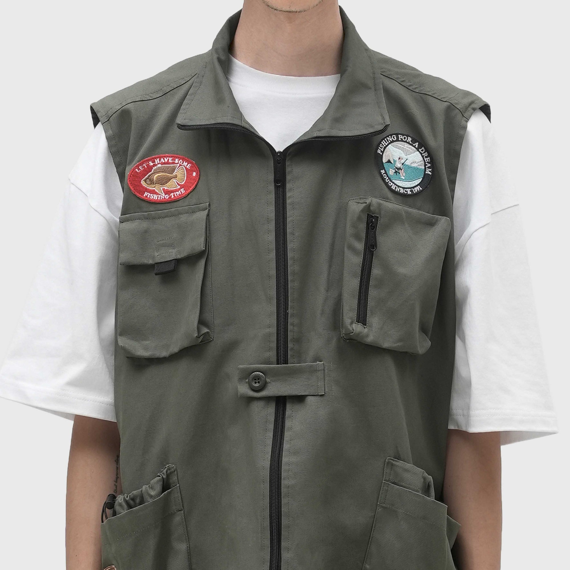 Roughneck V007 Army Green Fishing Club Vest Jacket