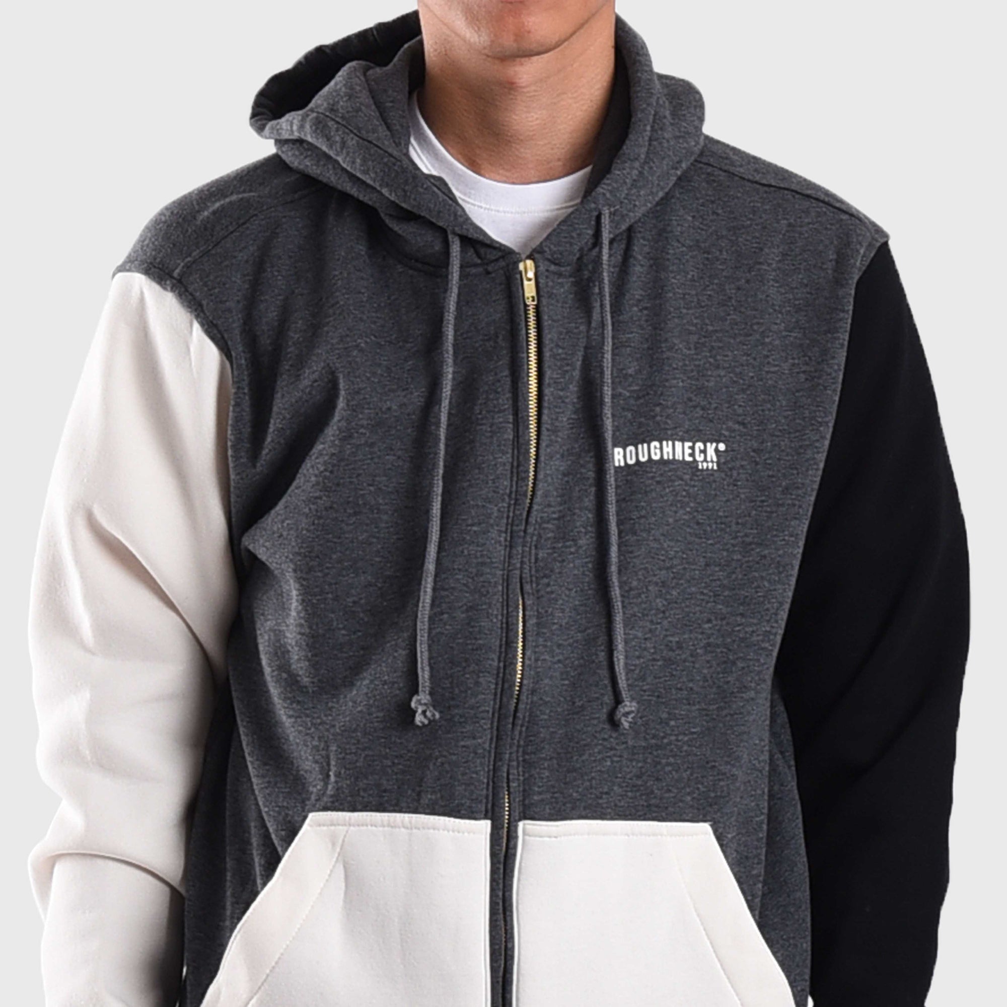 Roughneck HZ040 Grey Three Toned Zipper Hoodie